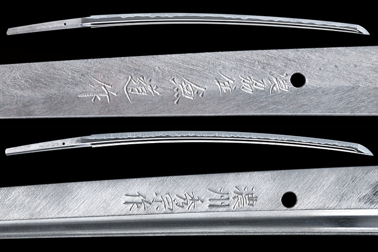 岐阜県では今も多くの刀匠が作刀している。写真はいずれも「濃州（岐阜県）」と銘が切られた濃州住兼道の刀（上）と、濃州秀宗の刀（下）